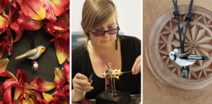 Lasitaiteilija Marja Hepo-aho tekee lasihelmiä ja pienoisveistoksia